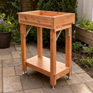 Cedar Window-Box Work Stand With Adjustable Support Brackets
