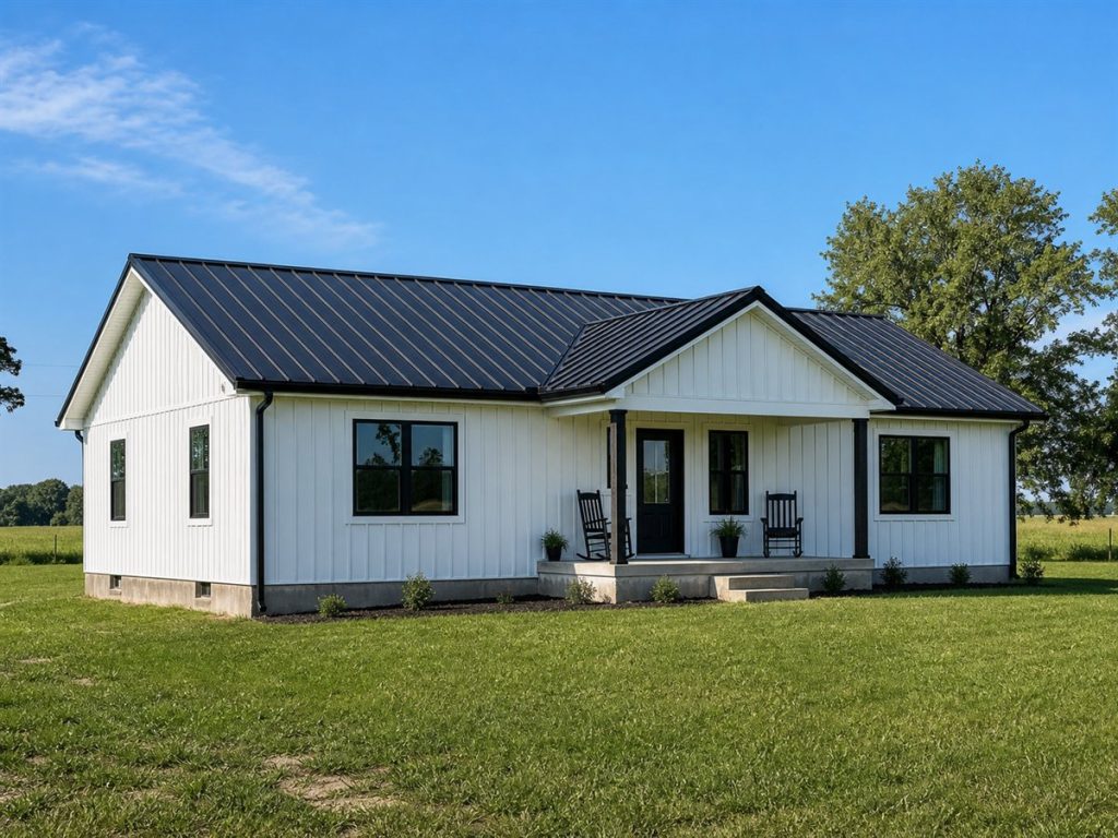 $255,000 Efficient Modern Farmhouse Family Home: 1,510-Sq.-Ft. Three-Bedroom Plan