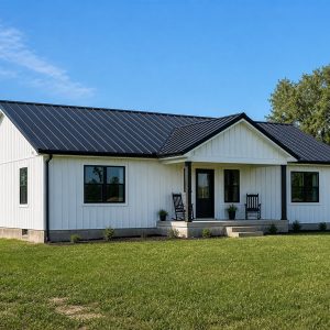 $255,000 Efficient Modern Farmhouse Family Home: 1,510-Sq.-Ft. Three-Bedroom Plan