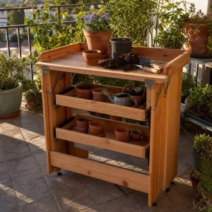 Foldaway Balcony Potting Cart With Nesting Shelves