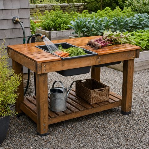 Garden Harvest Washing Table With a Draining Top