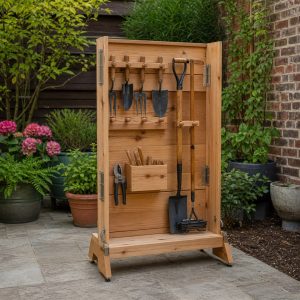 Compact Vertical Tool Board With Movable Wooden Pegs