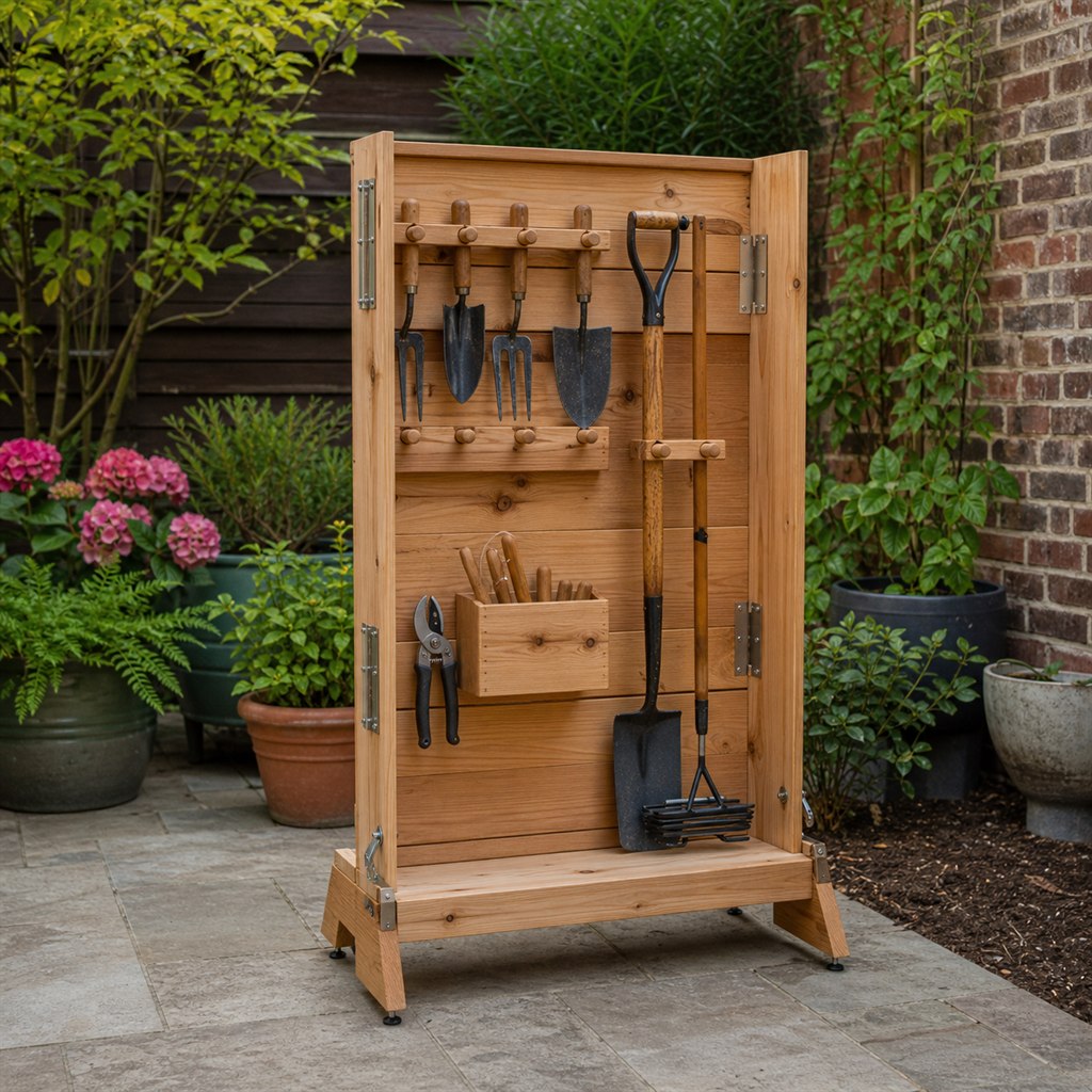 Compact Vertical Tool Board With Movable Wooden Pegs