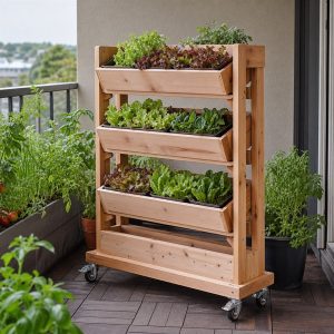 Rolling Vertical Salad Garden With Locking Casters