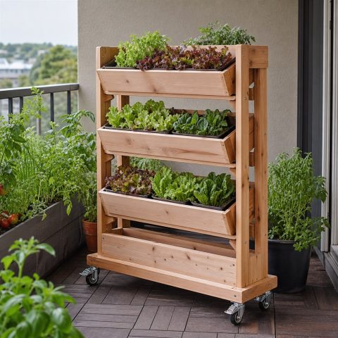 Rolling Vertical Salad Garden With Locking Casters