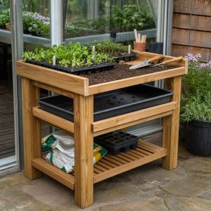 Transplant Tray Workstation for Backyard Seedlings