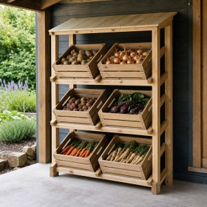 Garden Harvest Crate Rack With Sloped Runners