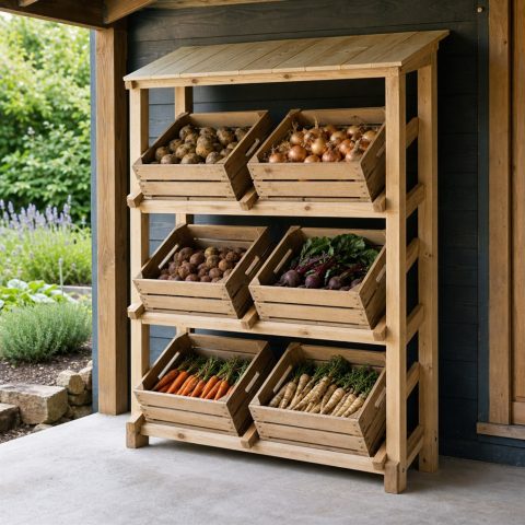 Garden Harvest Crate Rack With Sloped Runners