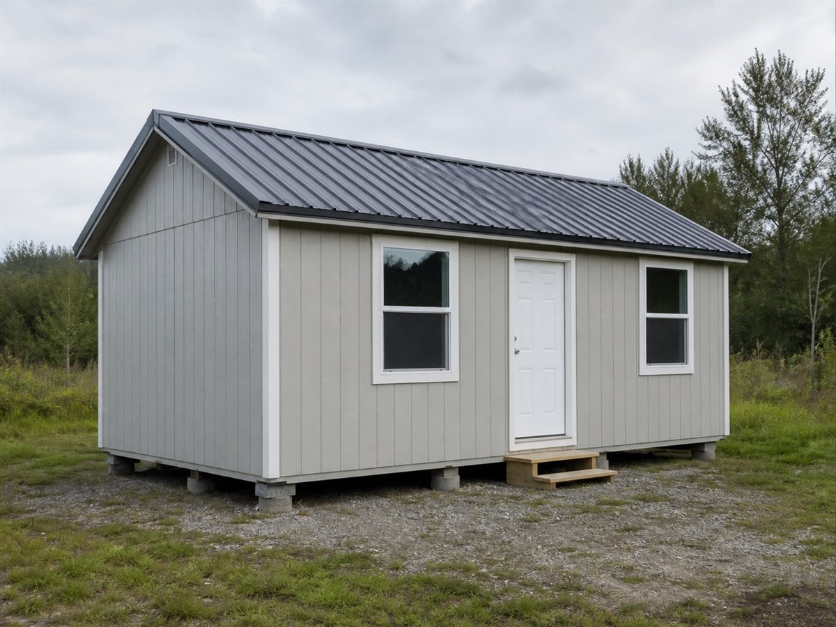 Willow Start 400, a conceptual 400-square-foot simple prefab one-bedroom cottage with a $55,000 construction target