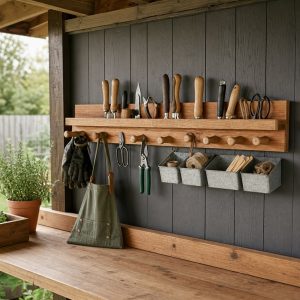 Garden Apron and Hand-Tool Rail for a Potting Area