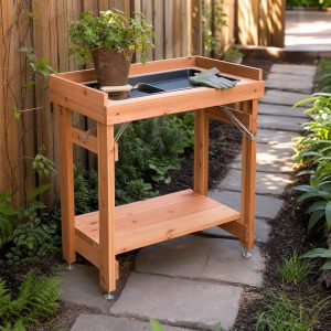 Small Garden Console With a Recessed Watering Tray