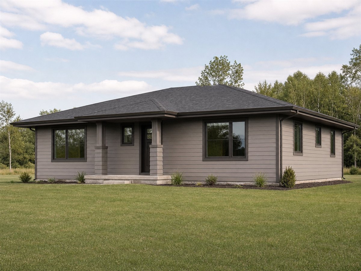 Prairie Line 1610, a conceptual 1610-square-foot Prairie-inspired family home with a $280,000 construction target