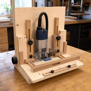 Hinge-Mortise Routing Template With Adjustable Stops