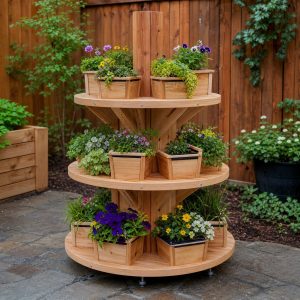 Circular Pot Rack Built Around a Cedar Center Post