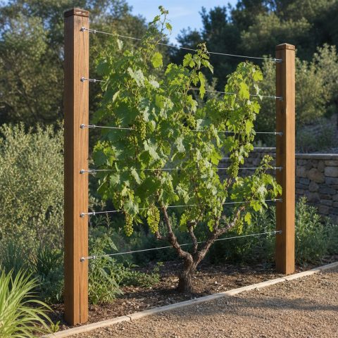 DIY Grapevine Trellis Panel for a Small Backyard