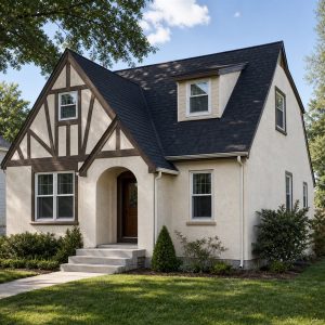 $285,000 Efficient Tudor-Inspired Family Home: 1,630-Sq.-Ft. Three-Bedroom Plan
