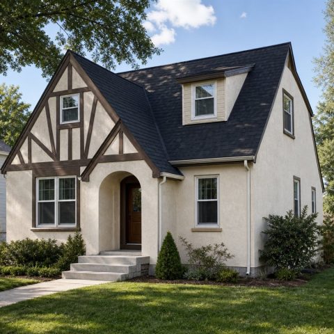 $285,000 Efficient Tudor-Inspired Family Home: 1,630-Sq.-Ft. Three-Bedroom Plan