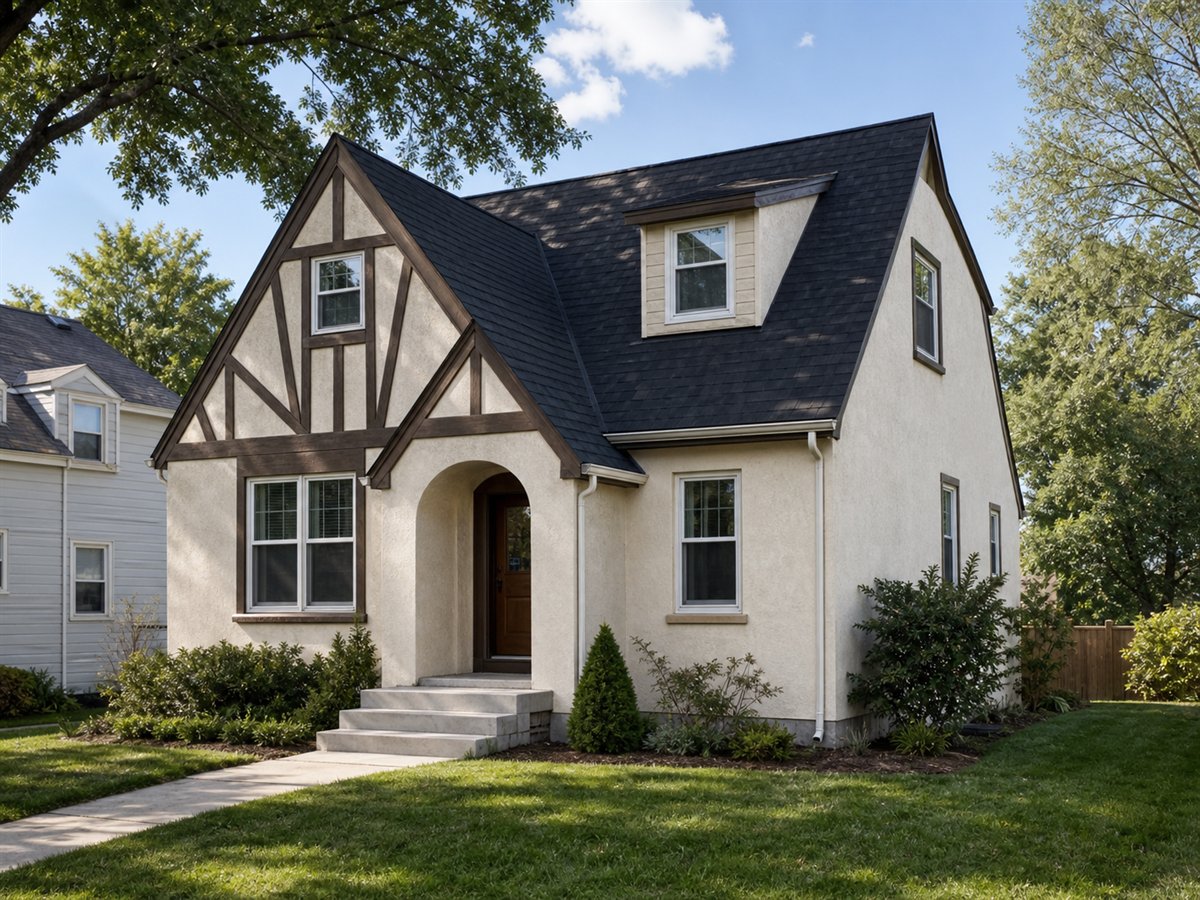 Ashford Tudor 1630, a conceptual 1630-square-foot Tudor-inspired family home with a $285,000 construction target