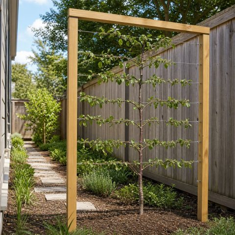 Espalier Fruit Tree Frame for a Narrow Garden Wall