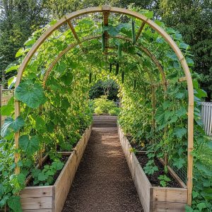 Cucumber Tunnel Trellis for a Walk-Through Garden Row