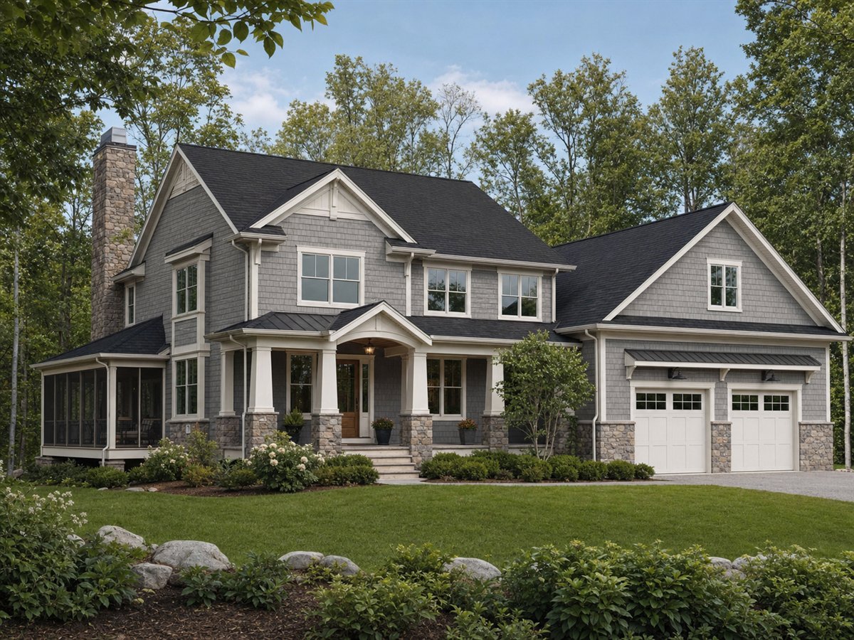 Stillwater House 2820, a conceptual 2820-square-foot lake-house-inspired custom home with a $585,000 construction target