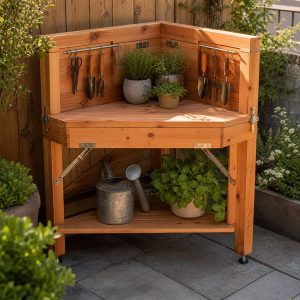 Cedar Corner Herb Bar With Hanging Tool Rails
