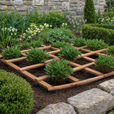 Wooden Peony Support Grid That Disappears Under Foliage