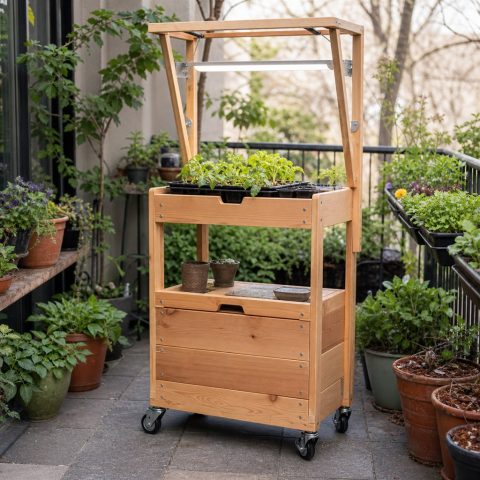 Rolling Seed-Starting Cart With a Removable Light Frame