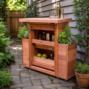 Small-Space Garden Bar With Herb-Planter Ends