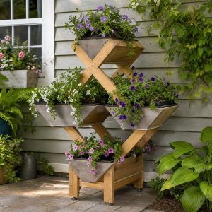 Stacked Diamond Planter Frames for Trailing Flowers