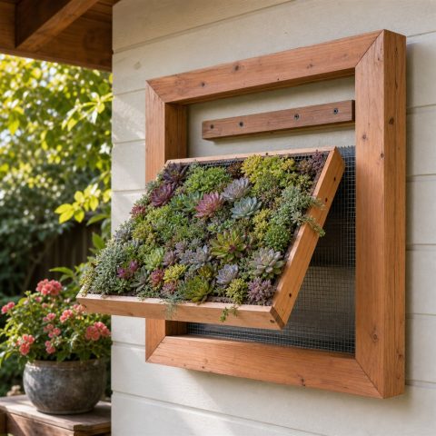 Wooden Succulent Picture-Frame Planter With a Removable Planting Tray