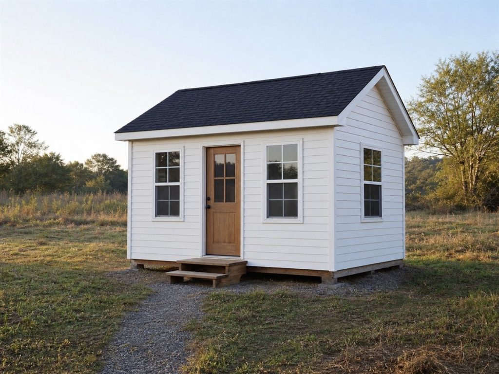 $21,800 Gable Micro Cottage: 200-Sq.-Ft. Open Plan