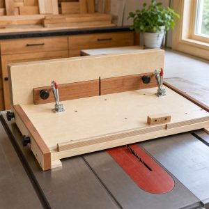 Crosscut Sled With a Replaceable Zero-Clearance Fence