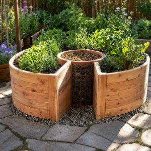 Keyhole Raised Garden Bed With a Central Compost Basket