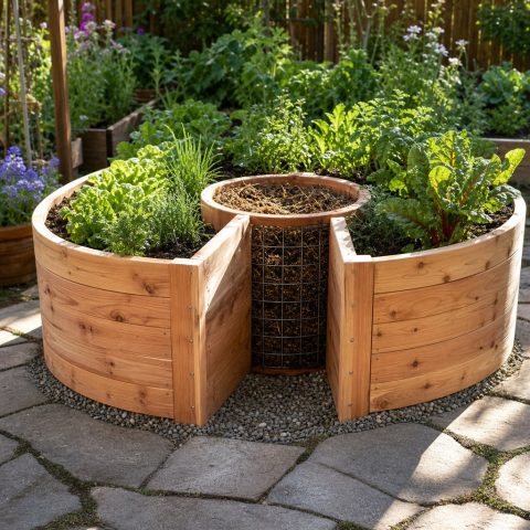 Keyhole Raised Garden Bed With a Central Compost Basket