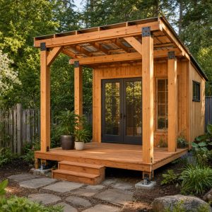 Timber Garden Studio Deck With a Covered Entry