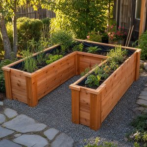 U-Shaped Cedar Raised Bed With Accessible Work Bays