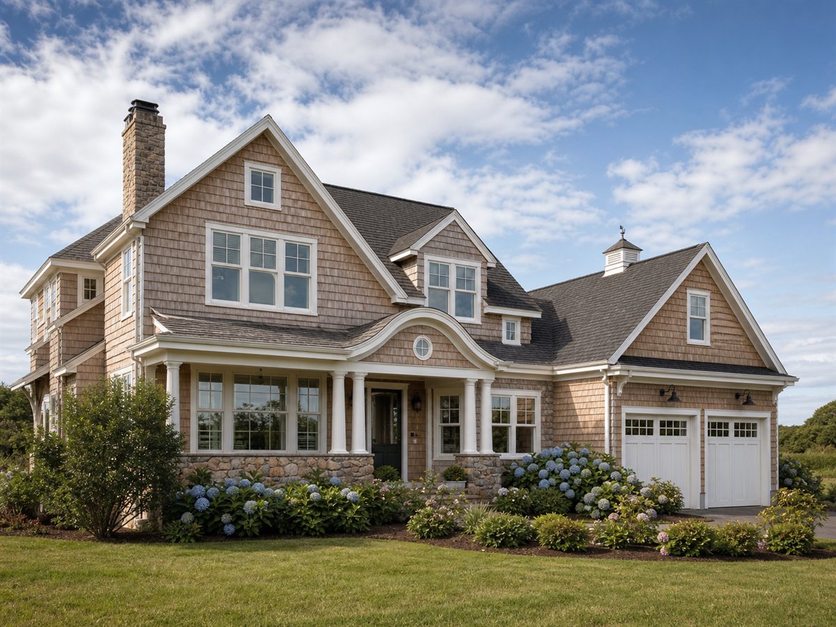 Nantucket Ridge 2940, a conceptual 2940-square-foot New England shingle-style custom home with a $615,000 construction target