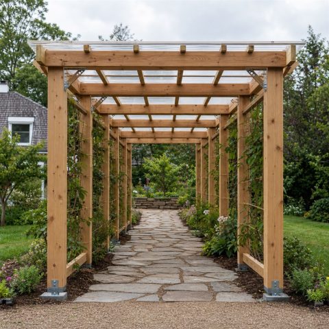 Timber Vine Tunnel With Repeating Square Frames