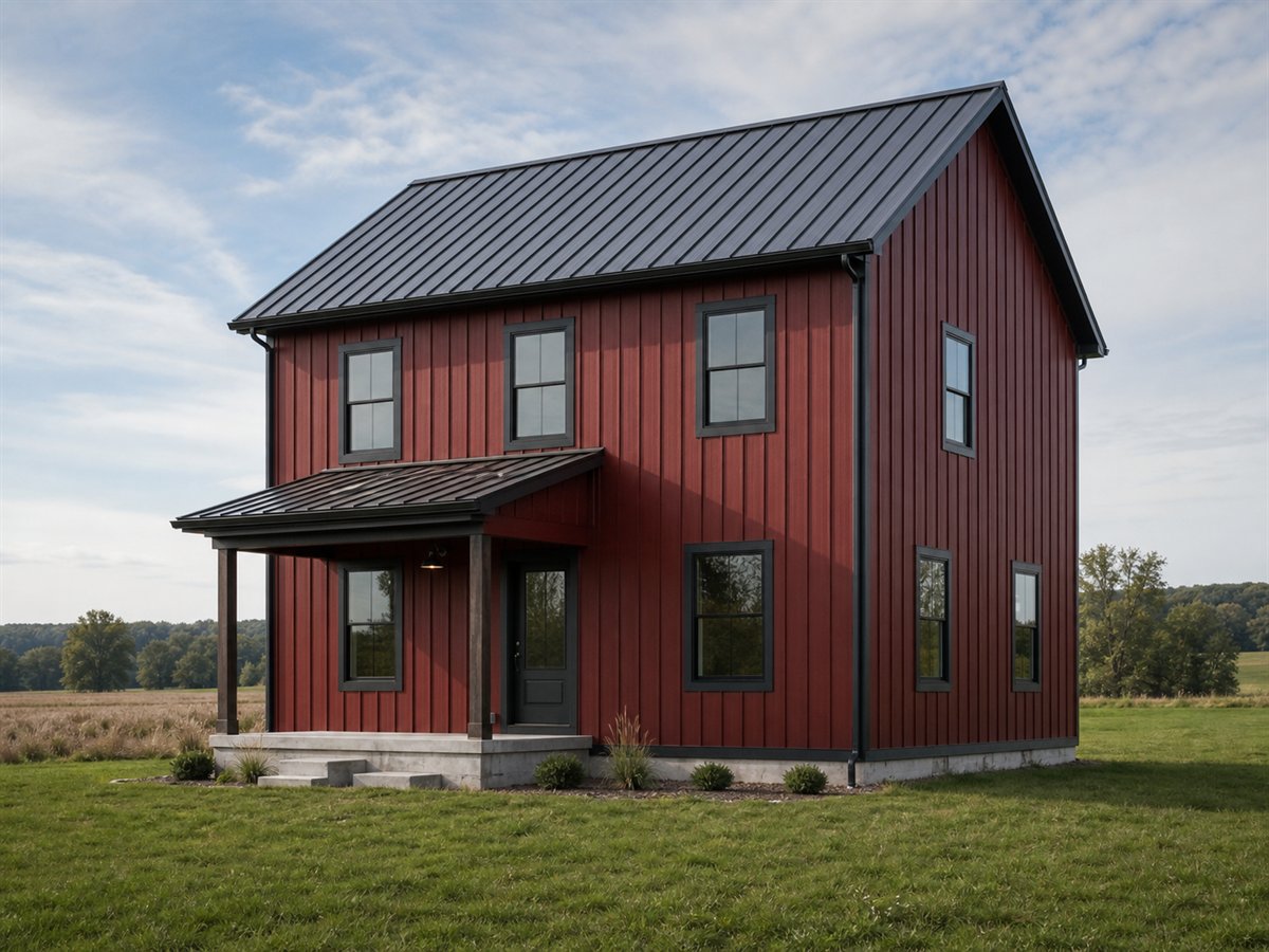 Redwood Barn House 1740, a conceptual 1740-square-foot barn-inspired family home with a $312,500 construction target