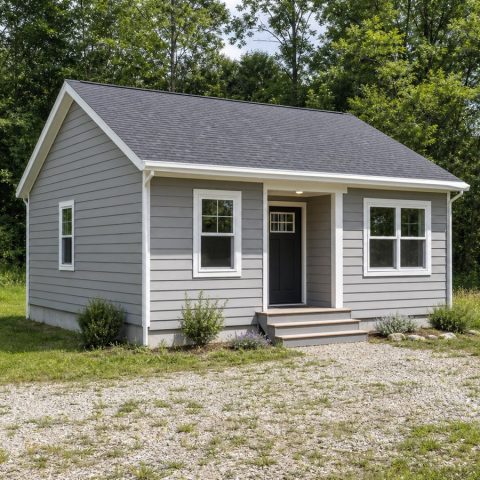 $50,625 Essential Tiny Gable-Roof Cottage: 451-Sq.-Ft. One-Bedroom Plan