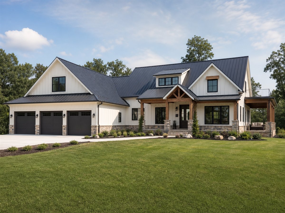 Stonefield Farmhouse 3000, a conceptual 3000-square-foot modern farmhouse estate with a $630,000 construction target
