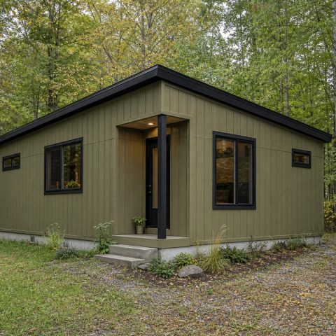 $51,625 Essential Shed-Roof Micro Home: 452-Sq.-Ft. One-Bedroom Plan