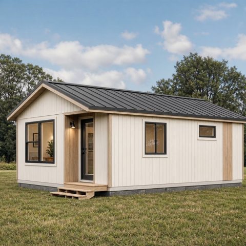 $52,625 Essential Prefabricated Studio Cottage: 453-Sq.-Ft. One-Bedroom Plan