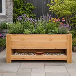 Pollinator Raised Bed With an Integrated Bee-Water Shelf