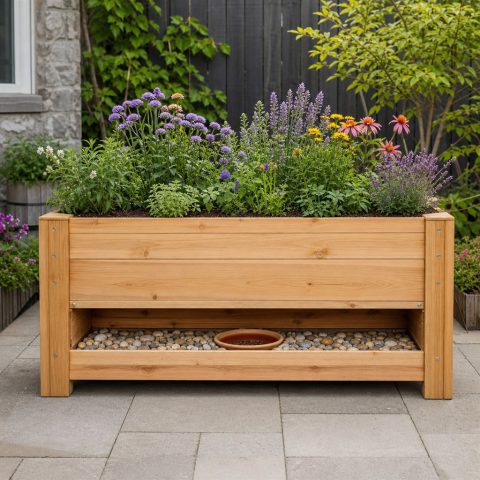 Pollinator Raised Bed With an Integrated Bee-Water Shelf
