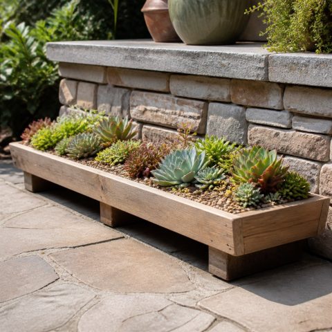 Shallow Succulent Trough Planter With Fast Drainage