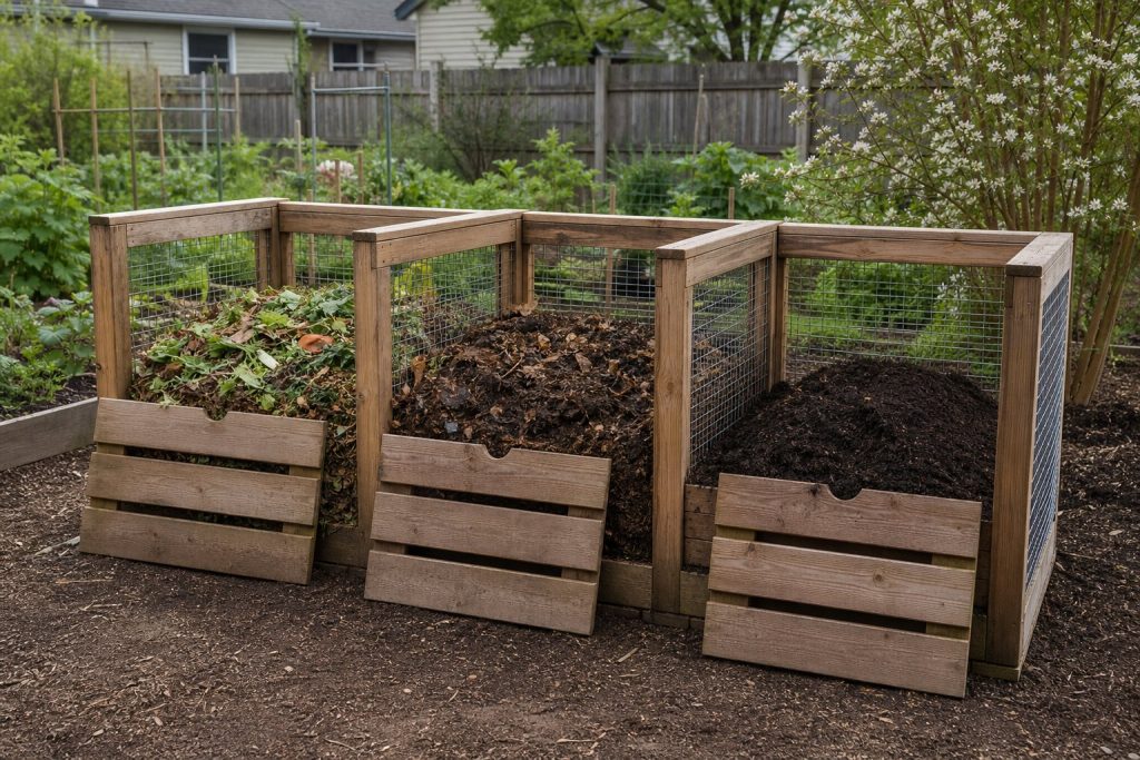 Three-Bin Compost Bin Plans for a Backyard Garden