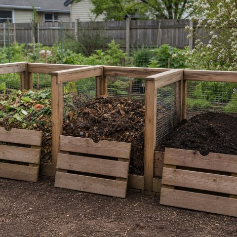 Three-Bin Compost Bin Plans for a Backyard Garden