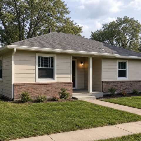 $54,625 Essential Compact Ranch Cottage: 456-Sq.-Ft. One-Bedroom Plan